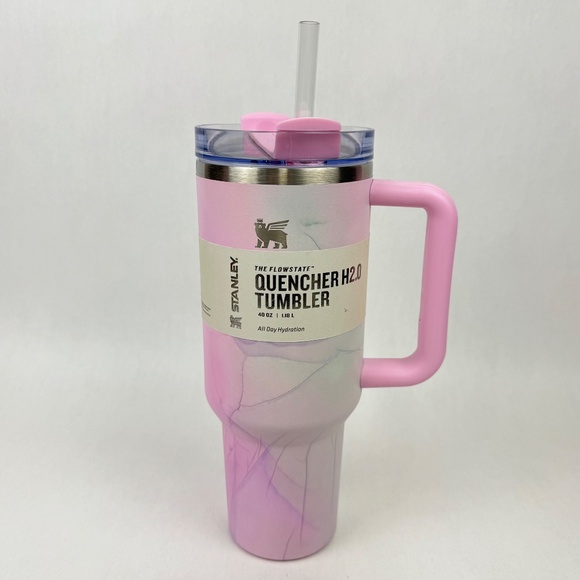 NEW Stanley Quencher H2.0 40oz Tumbler Pink Watercolor Tulle Target Exclusive - Picture 2 of 12